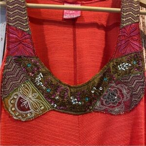 Free People Vintage embellished Flowy Pink tank Medium